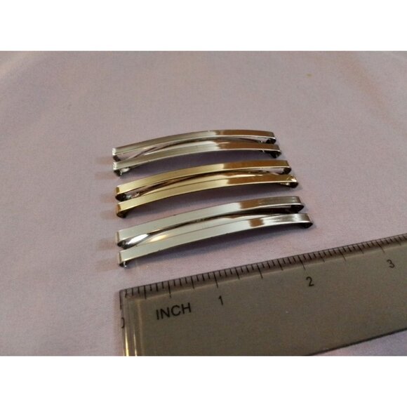 Set of 3 Vintage Metallic Hair Barrettes  Silver & Gold Toned Classic Hair Clips - Picture 2 of 2